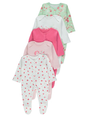 asda baby girl sleepsuits