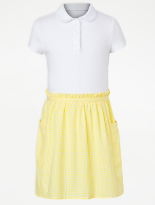 girls yellow gingham school dress