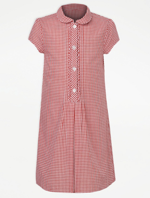 girls red gingham school dress