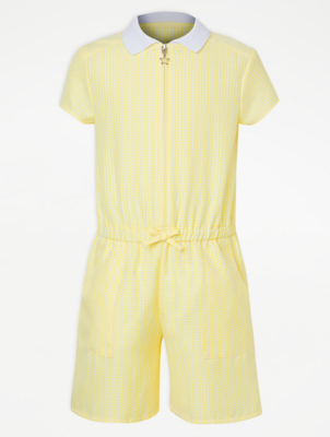 Girls Yellow Gingham Sporty School Playsuit | Sale & Offers | George At ...