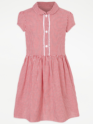 asda red gingham school dress