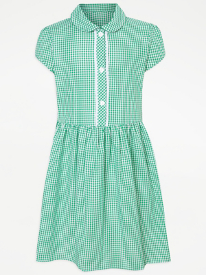 girls green gingham school dress