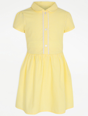 girls yellow gingham school dress