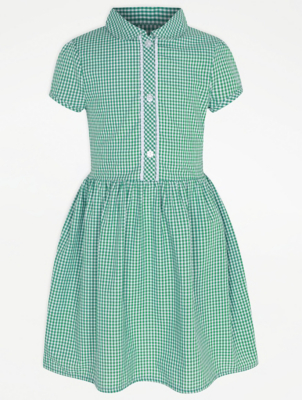girls green gingham school dress