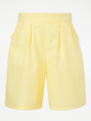 girls yellow gingham school dress