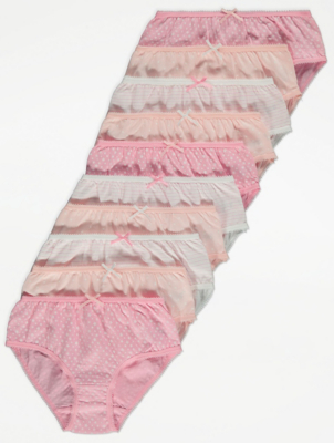 Pink Patterned Briefs 10 Pack