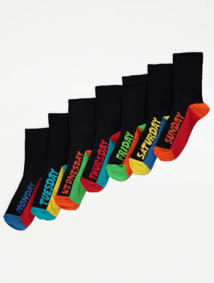 Black Days of the Week Socks 7 Pack