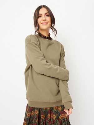 khaki crew neck sweatshirt