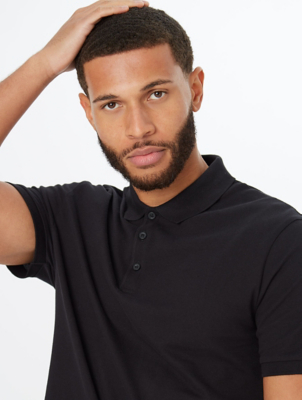 Black Pique Short Sleeve Polo Shirt 