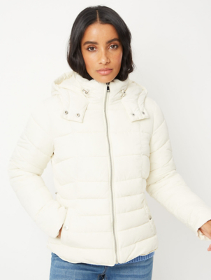 cream hooded coat
