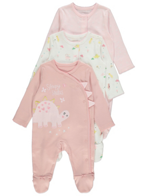 baby girl dinosaur sleepsuit