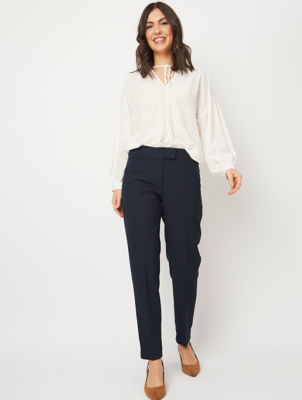 ladies navy tapered trousers