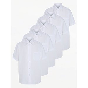 Boys School Shirt Short Sleeve Twin Pack White 16 Collar Uk