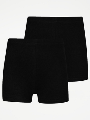 Girls Black Jersey School Shorts 2 Pack