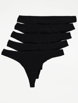 black cotton thong multipack