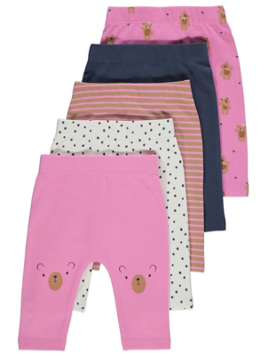 Pink Bear Print Leggings 5 Pack | Baby 