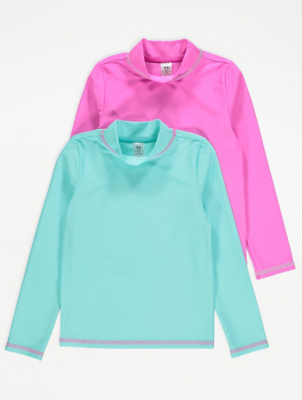 Long Sleeve Rash Vests 2 Pack Kids at ASDA