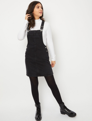 black denim pinafore dress