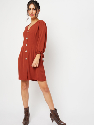 orange button up dress