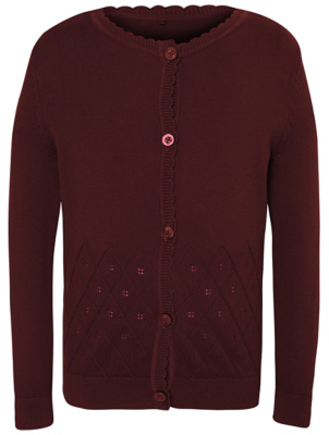 girls burgundy school cardigan
