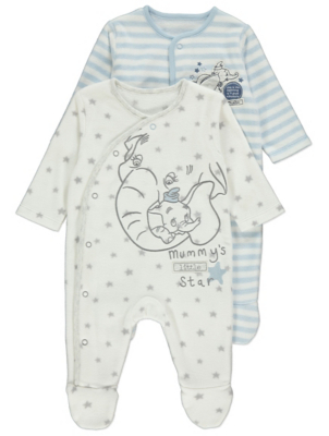 Disney Dumbo Fleece Sleepsuits 2 Pack 