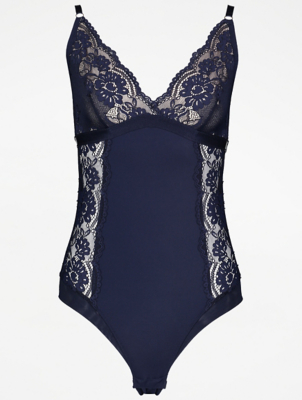 navy blue lace bodysuit