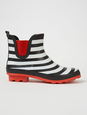 Black Stripe Short Wellies | Women 