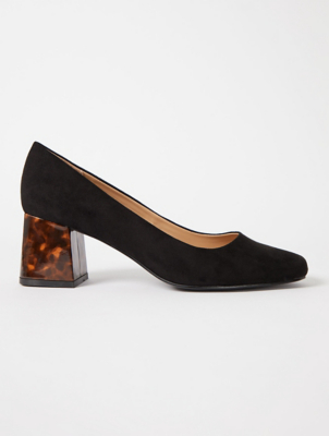 Black Tortoiseshell Effect Block Heel 