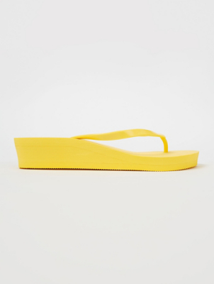 yellow wedge flip flops