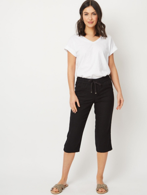 linen mix cropped trousers