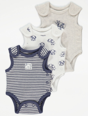Elephant Premature Baby Sleeveless Bodysuits 3 Pack