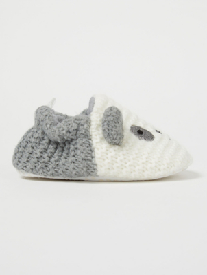White Knitted Panda Slippers | Baby 