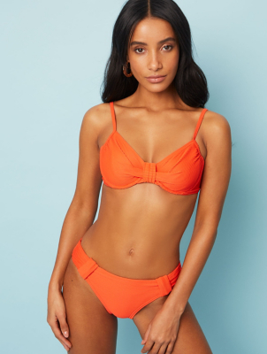 Orange Textured Soft Cup Bikini Top