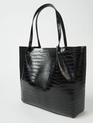 black croc shopper bag