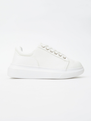 white lace up trainers