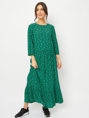 Green Floral Print Midi Dress | Women 