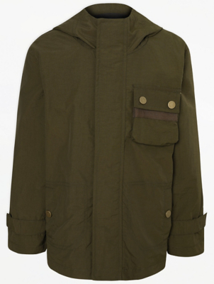 khaki shower resistant utility parka