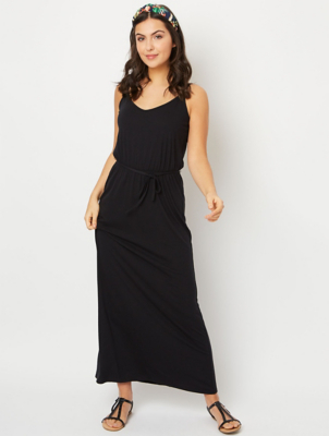 Black V-Neck Jersey Maxi Dress | Women 