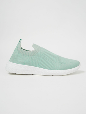 Mint Green Knitted Slip On Trainers 