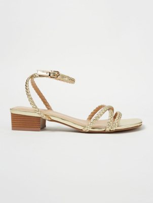 gold sandals low heel