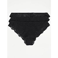 Black Lace Brazilian Knickers 3 Pack | Women | George at ASDA