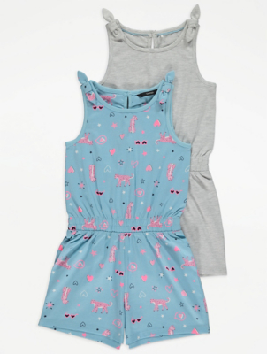 blue leopard print playsuit