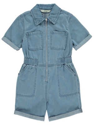 denim zip playsuit