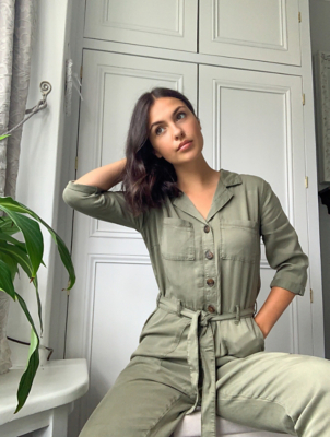 ladies khaki boiler suit