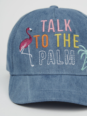 Denim Talk To The Palm Slogan Cap