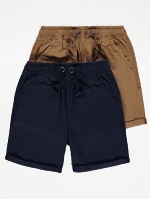 Navy Woven Cotton Shorts 2 Pack