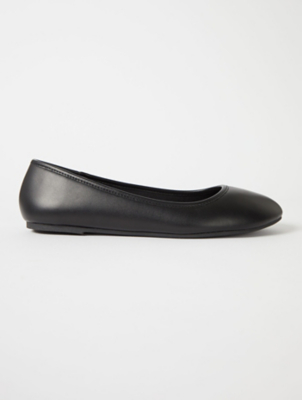 Black Faux Leather Ballet Shoes | Women 
