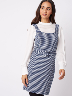 Navy Check Belted Jersey Dress | Women 