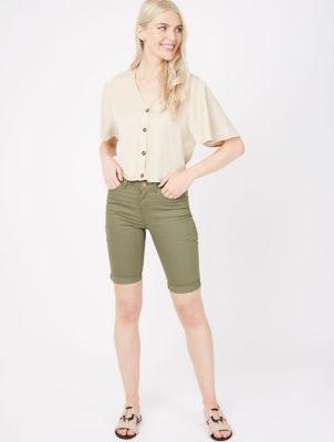 jean khaki shorts