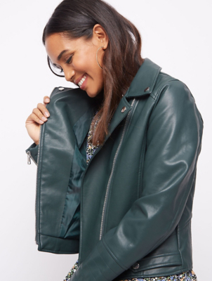 green biker jacket women